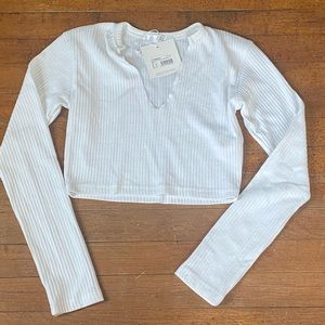 Missguided white ribbed crop